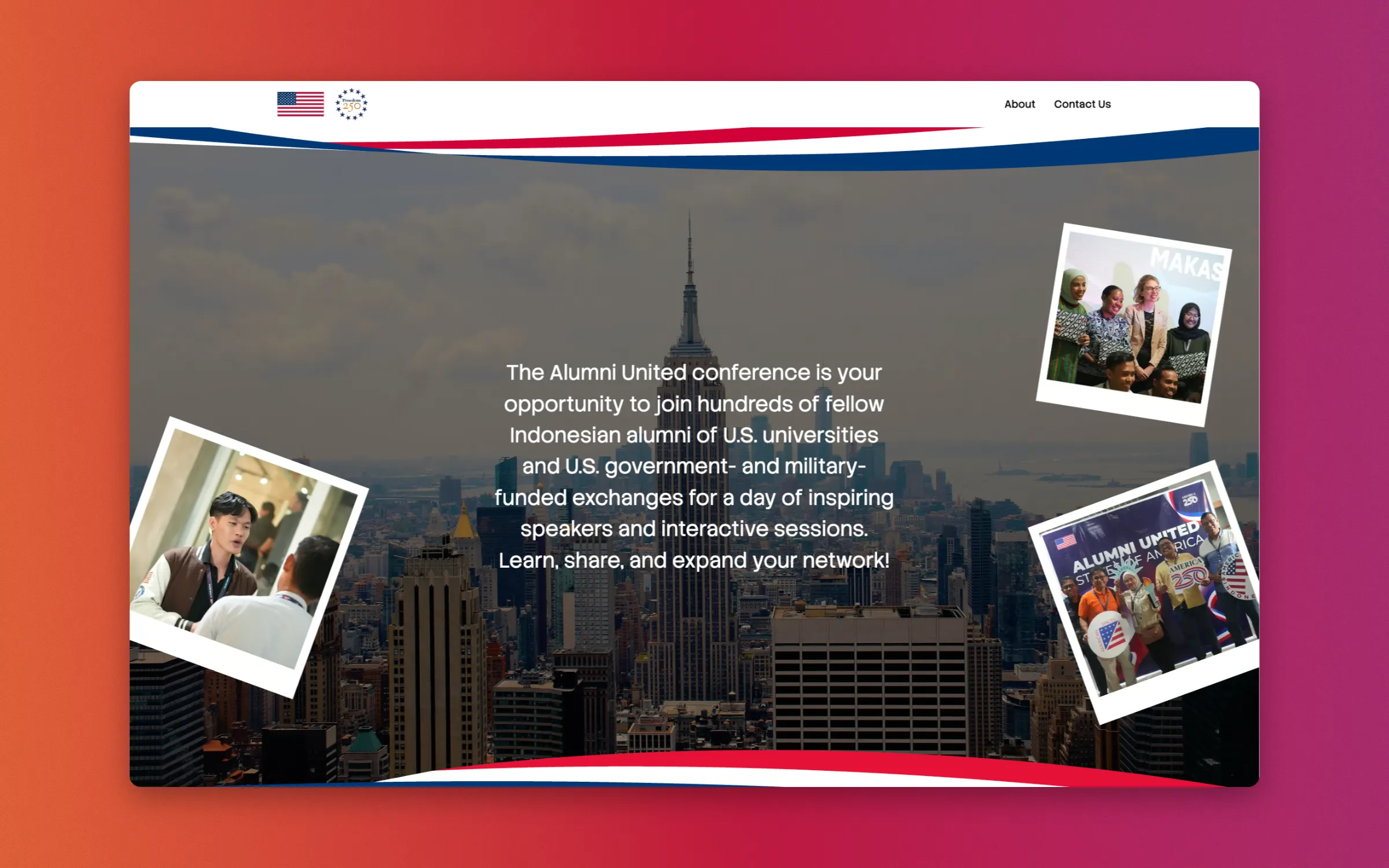 Landing page: the conference introduction