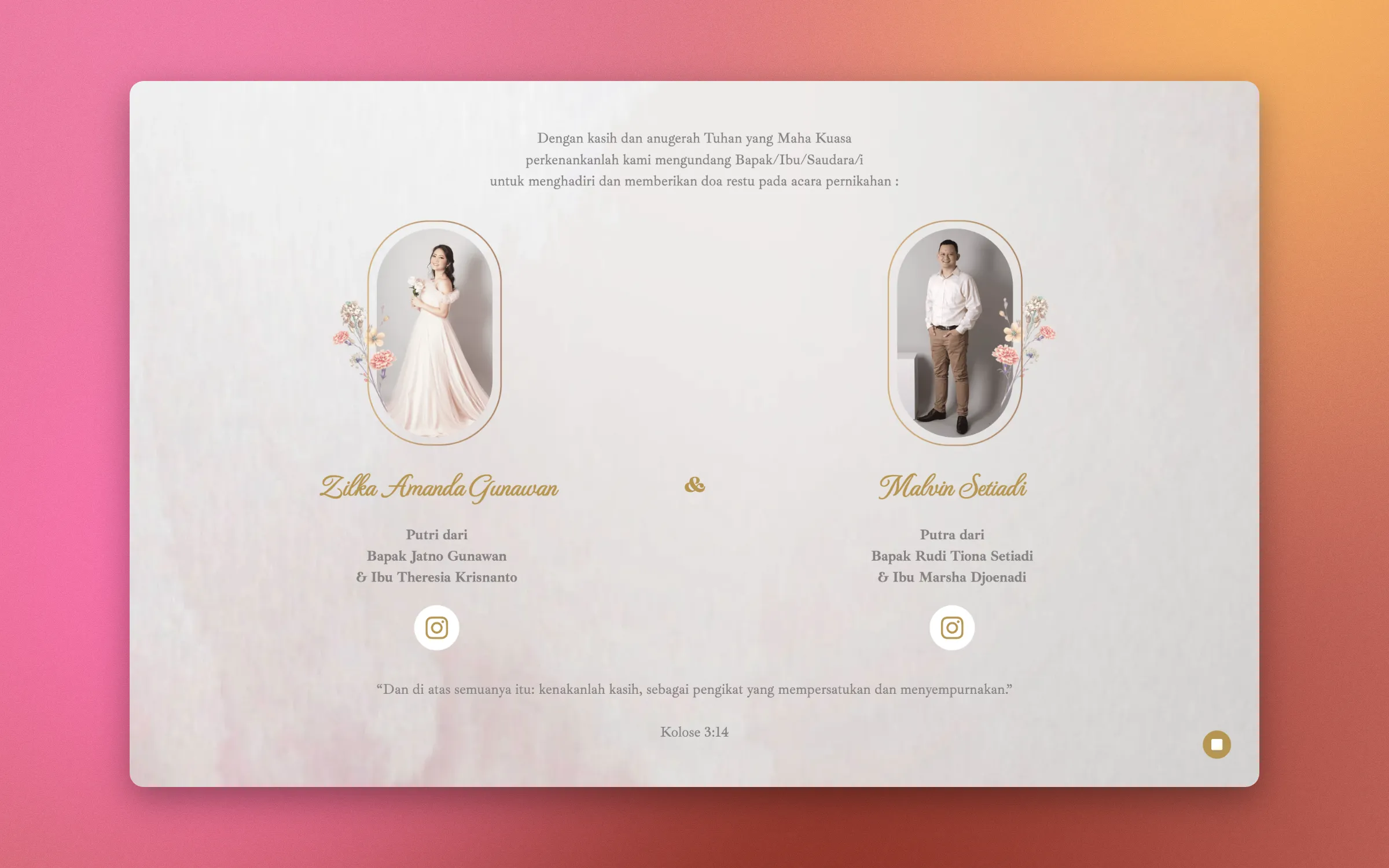 Couple introduction in Indonesian copy