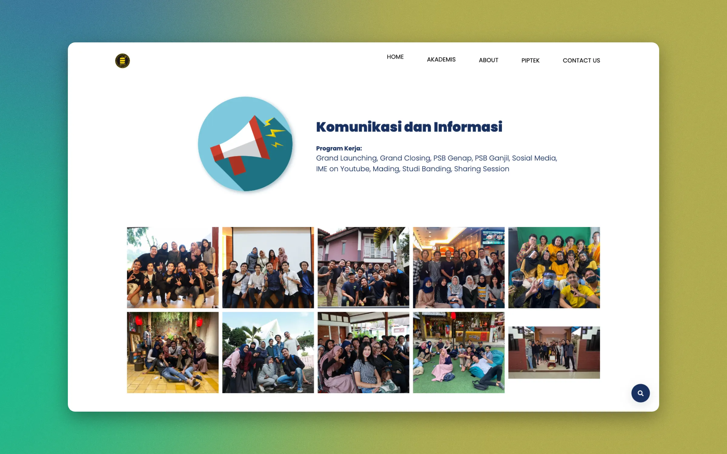 Division page: work programmes and photo gallery