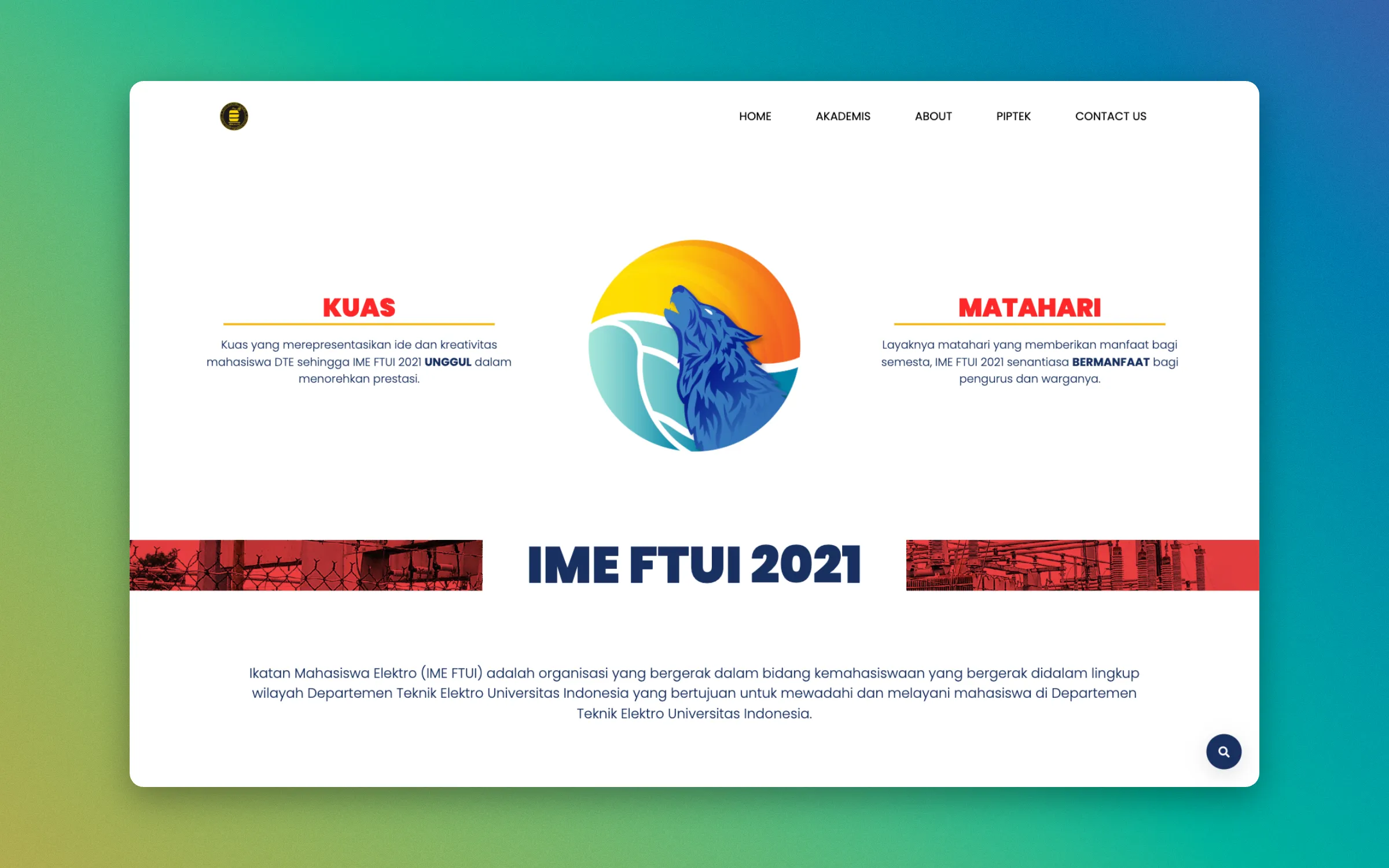 IME FTUI: home with the SVG logo navigation