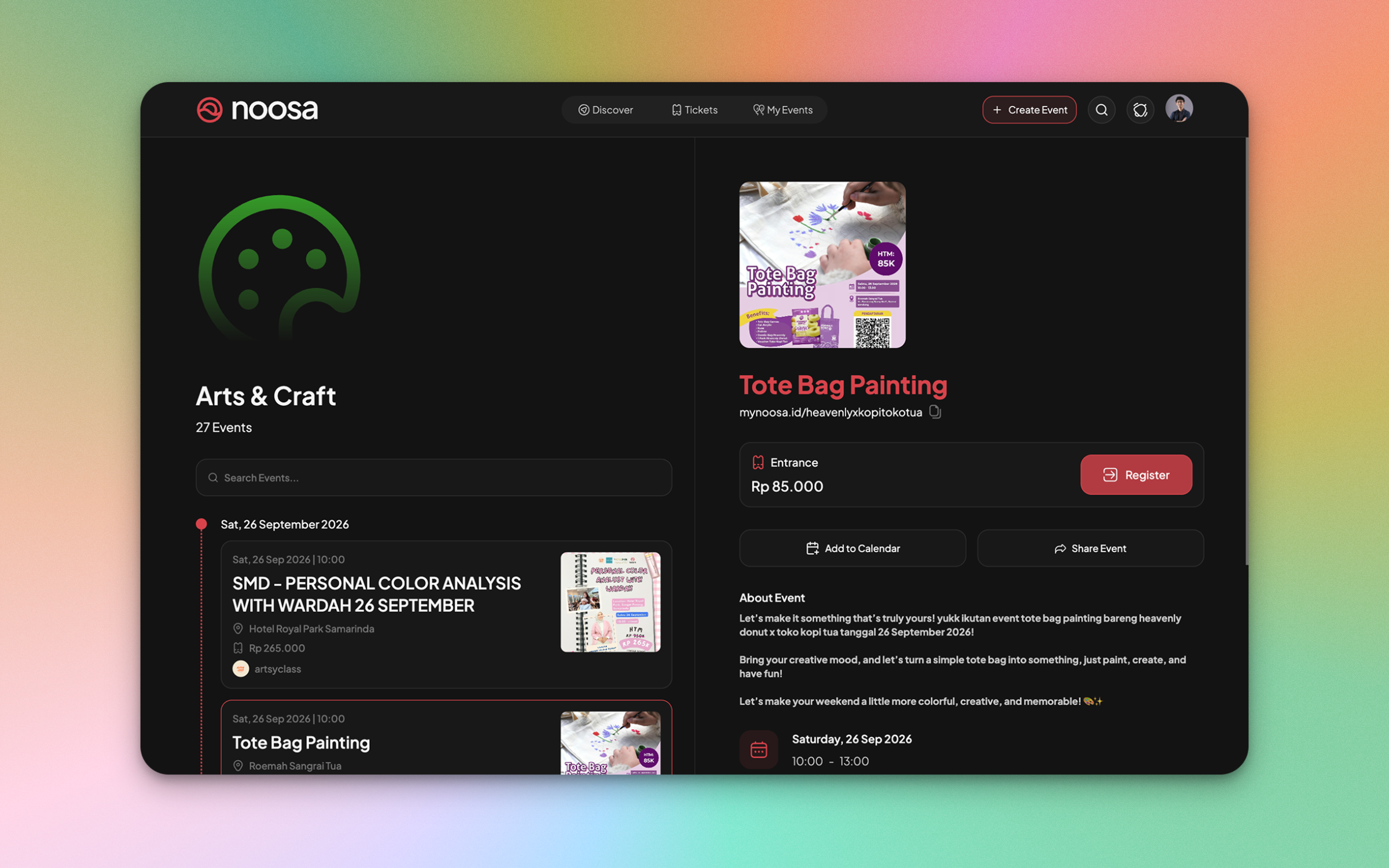 Event editor: details, tickets and payment