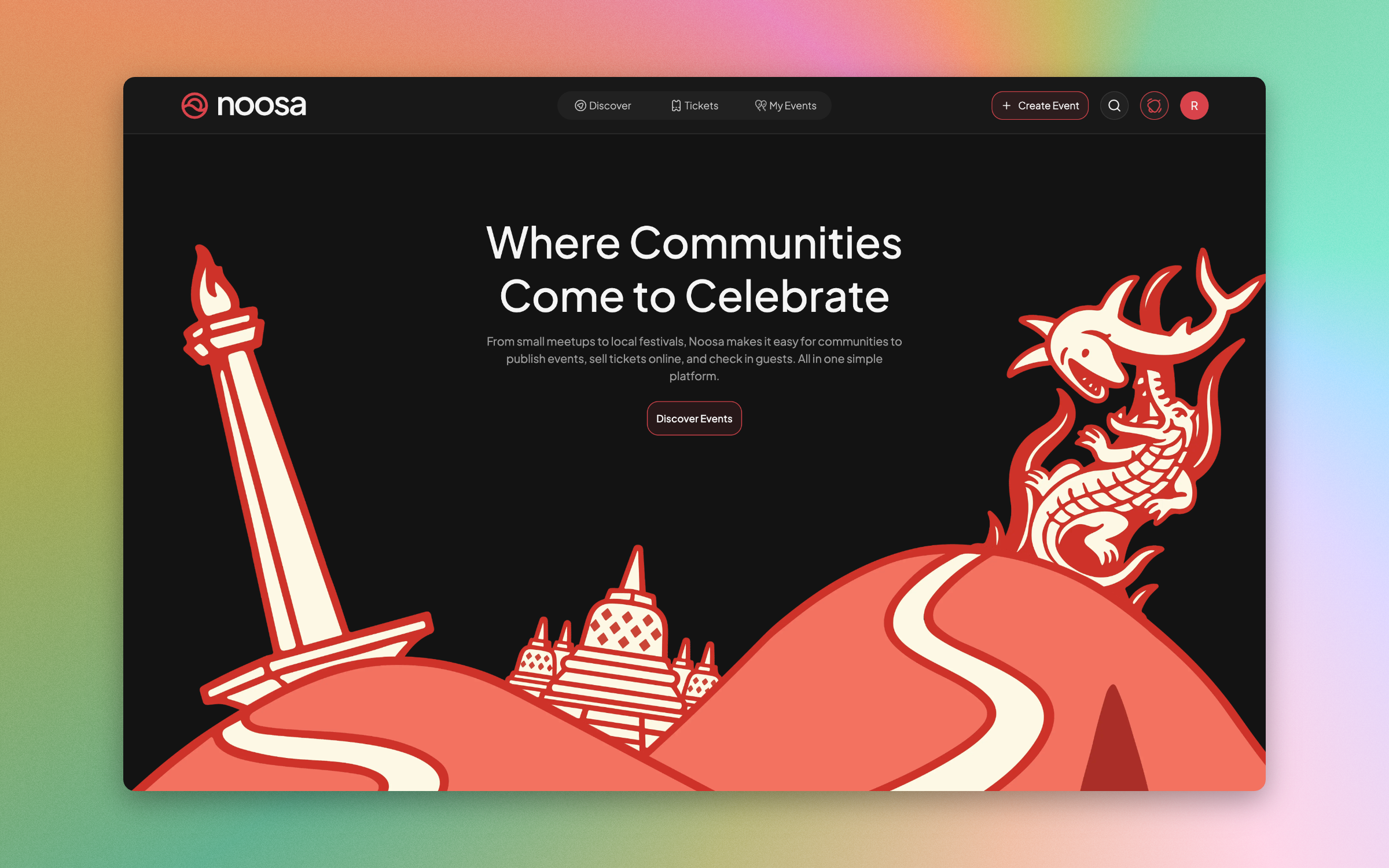 Noosa: landing page